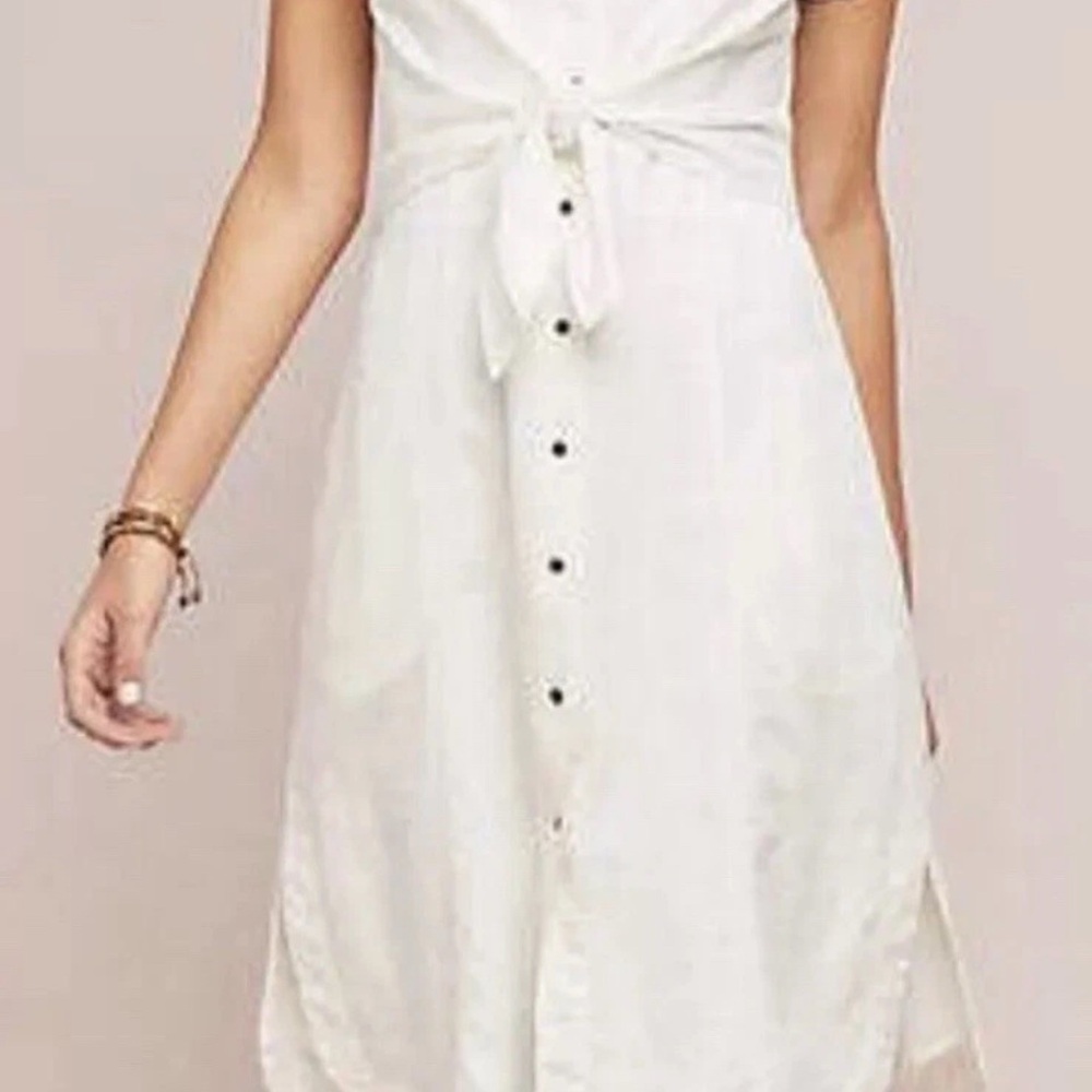 Maeve by Anthropology Women’s US Size S Elspeth Linen Button Up Shirtdress White